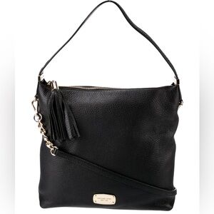 Michael Kors Bedford Large Pebble Leather Top Zip Shoulder Bag Black Gold...